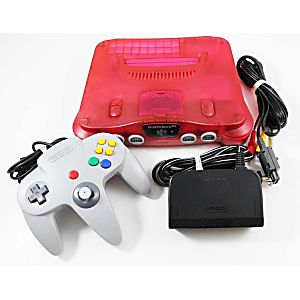 Nintendo 64 N64 Watermelon Red System & Gray Controller